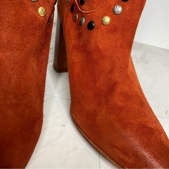 New! Free People Dakota Red Suede Studded Heeled Boot 41 - Picture 10 of 15